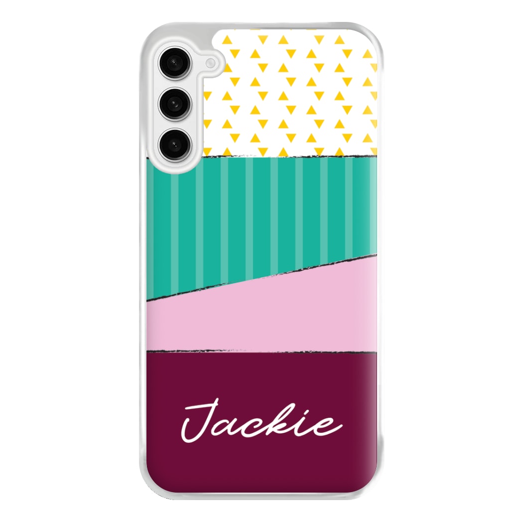 Geometric Patterns Personalised Name Galaxy S23FE Case