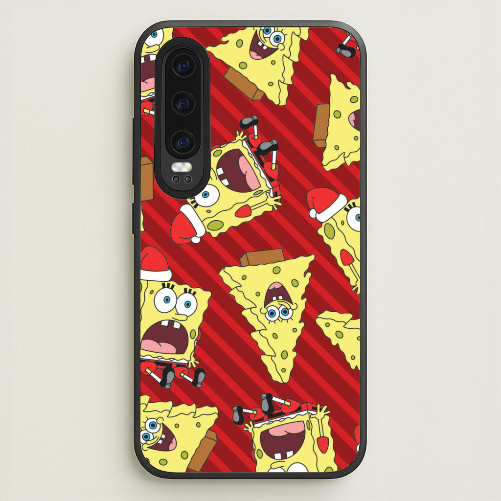Christmas Cartoon Sponge Stripes Pattern Huawei P30 Case