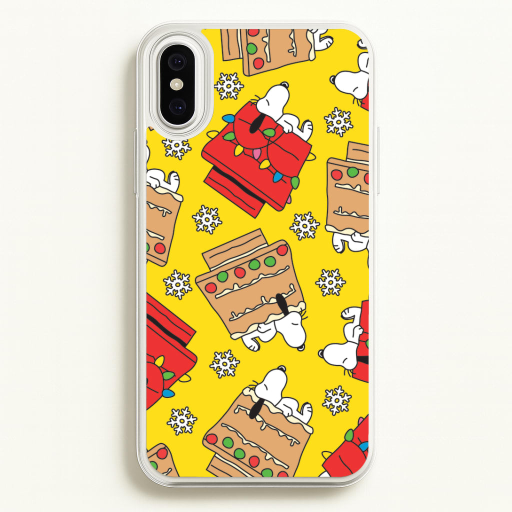 Cartoon Beagle Fairylights And Gingerbead Pattern iPhone XS Max Case