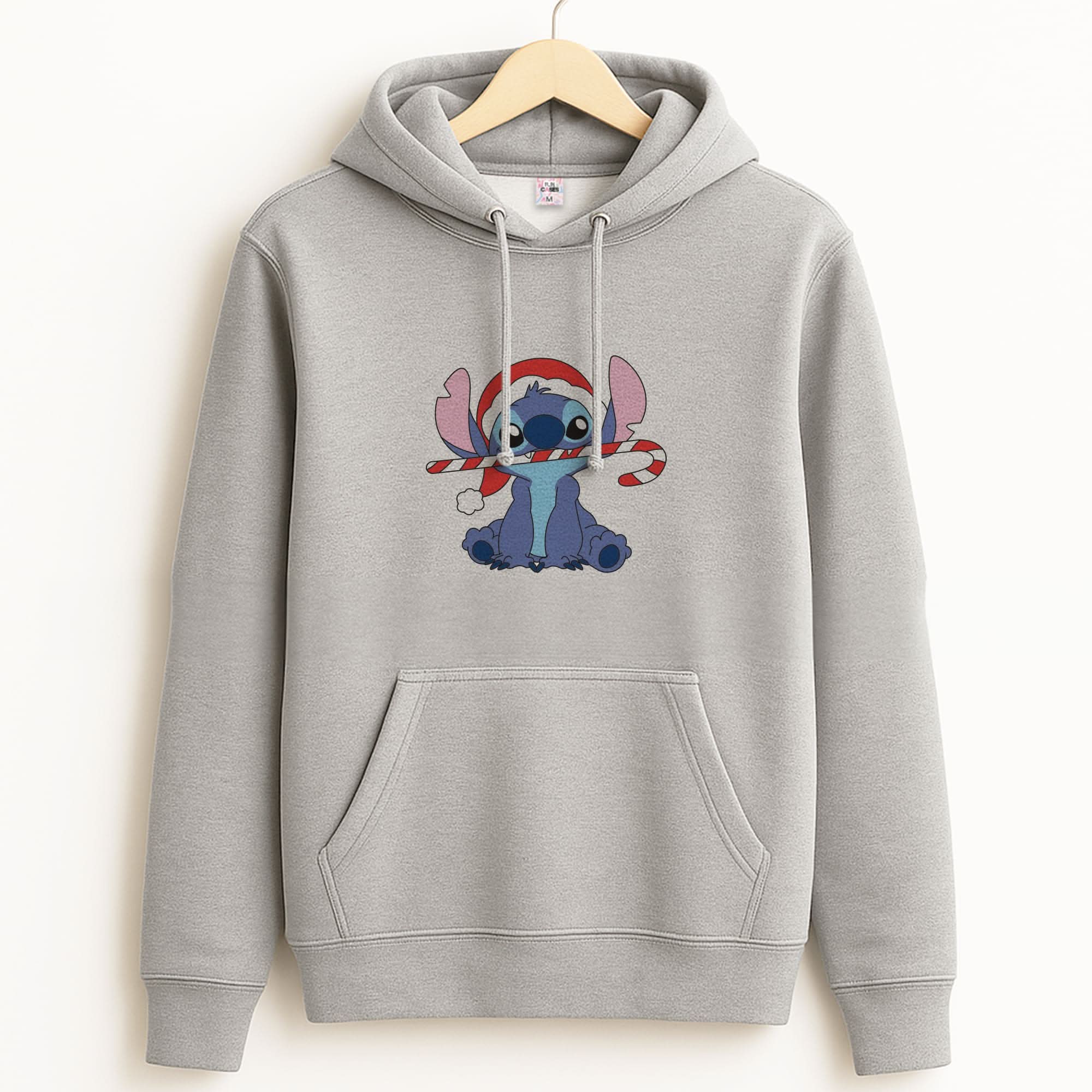Cute Blue Alien Candycane Unisex Grey Hoodie