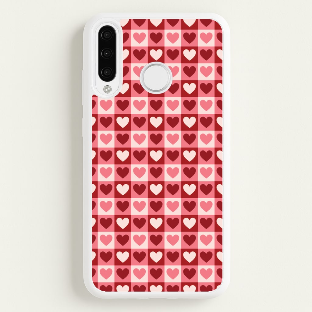Pink Tartan Love Hearts Pattern Huawei P30 Pro Case