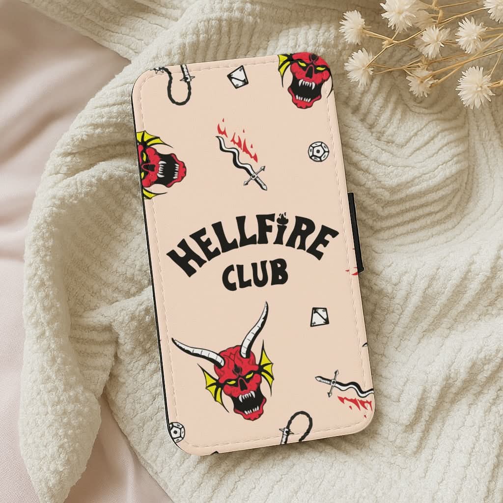Hellfire Club Icons Collage Peach Leather Phone Case