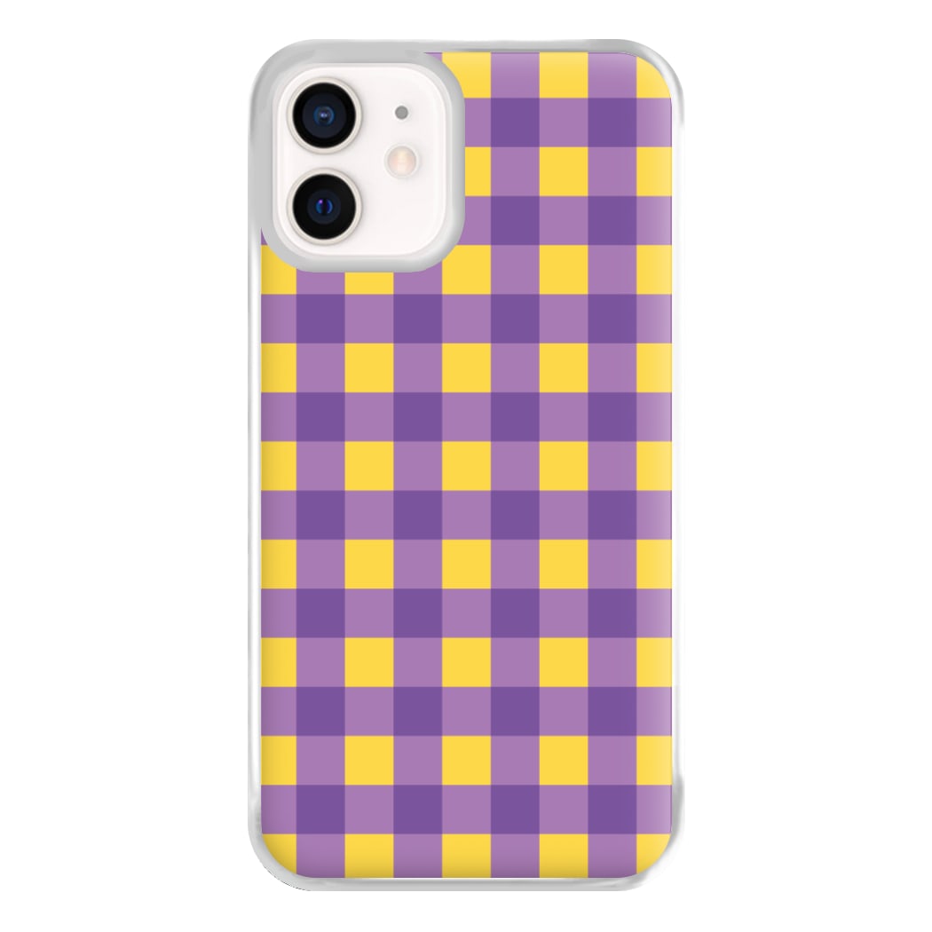 Purple And Yellow Checkered Pattern iPhone 12 Mini Case