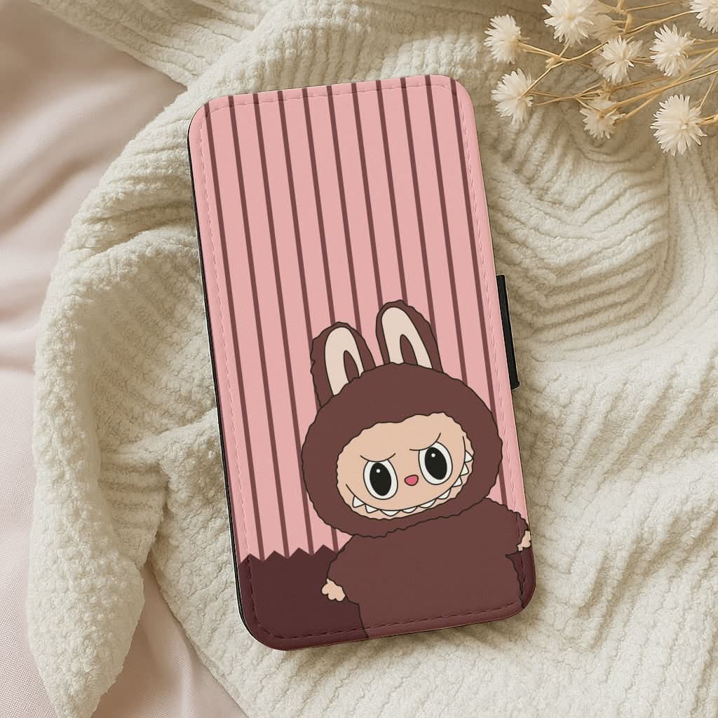 Stripey Cute Brown Monster Leather Phone Case