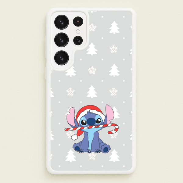 Cute Blue Alien Candycane Galaxy S22 Ultra Case