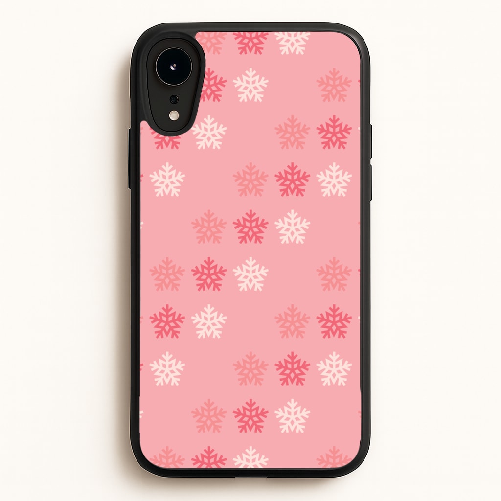 Red Slowflakes Christmas Pattern iPhone XR Case