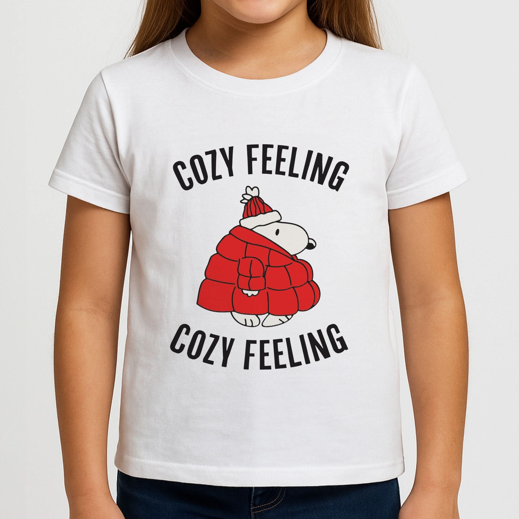 Cozy Feeling Cartoon Beagle Puffer Jacket Girls T-Shirt