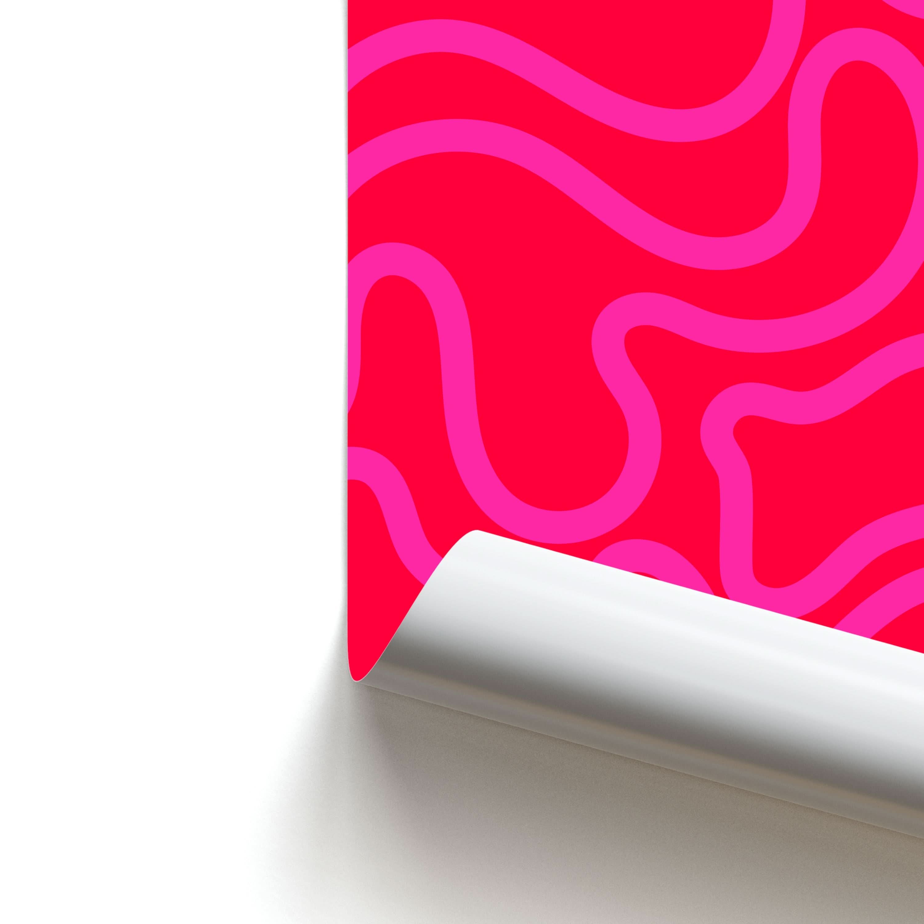 Red And Pink Squiggles Personalised Name Poster