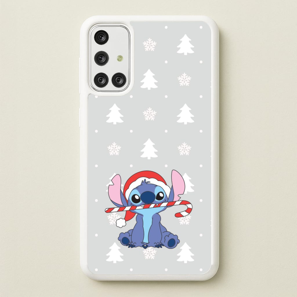 Cute Blue Alien Candycane Galaxy A71 Case