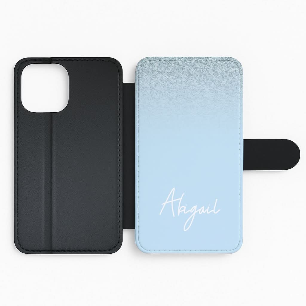 Blue Glitter Personalised Name Flip Phone Case