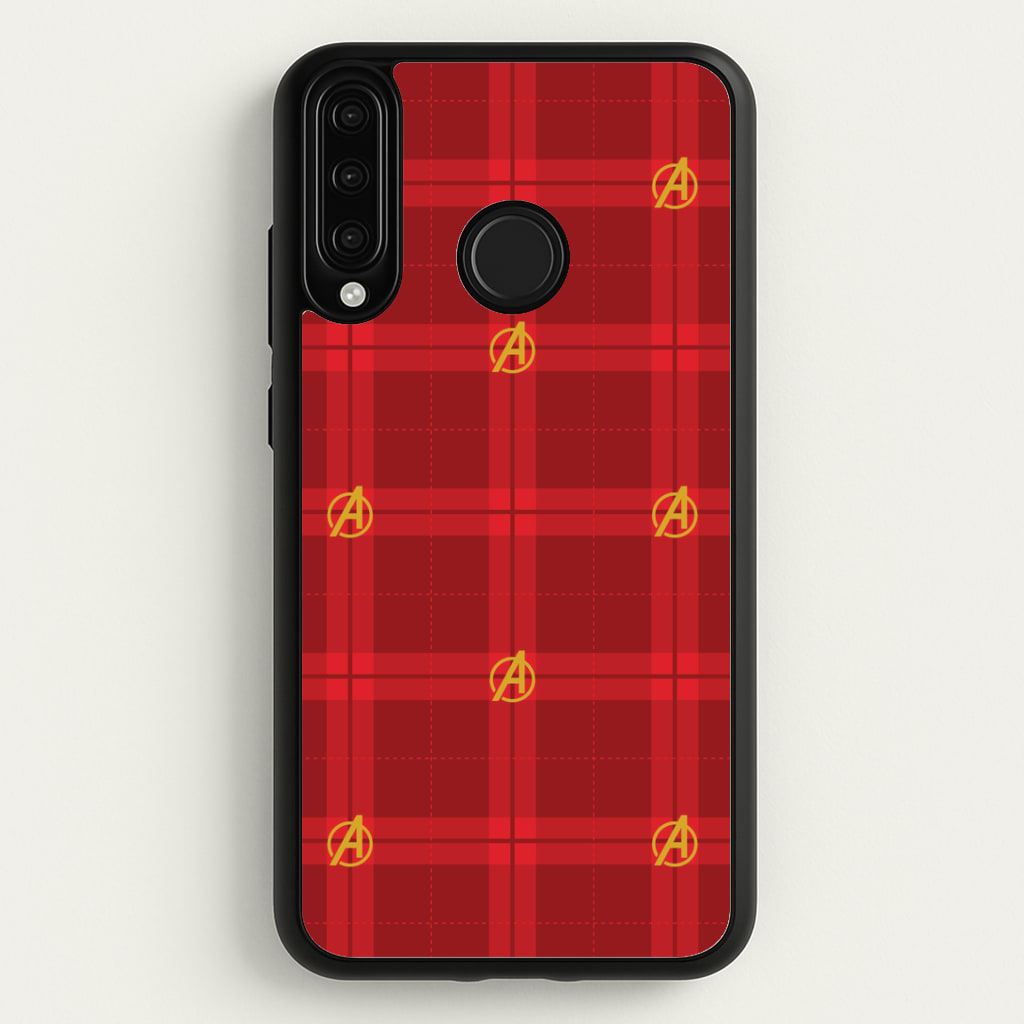 Superhero Team Red Tartan Pattern Huawei P30 Lite Case