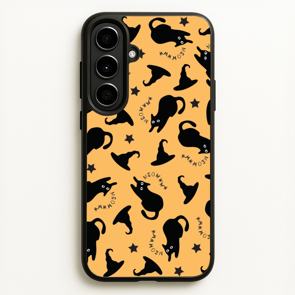 Black Cat And Hats Pattern Galaxy A56 Case