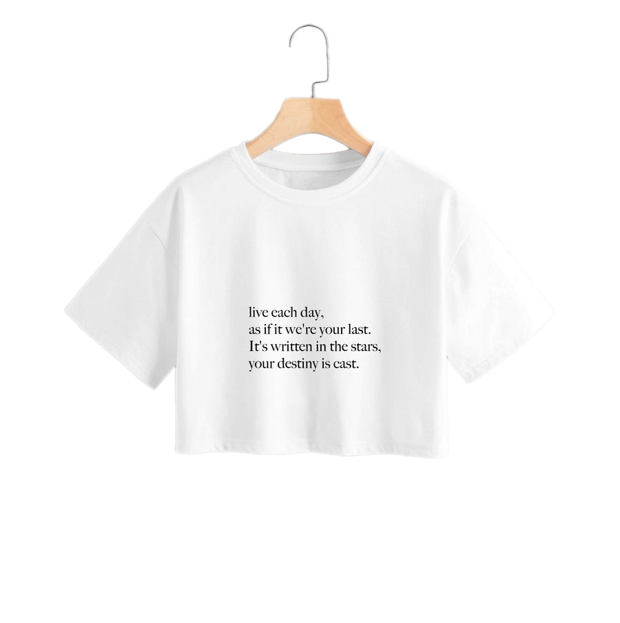 Live Each Day As If It We're Your Last - Elvis Crop Top