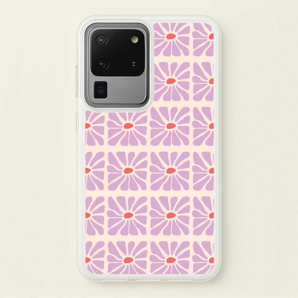 Square Abstract Flowers Mauve Galaxy S20 Ultra Case