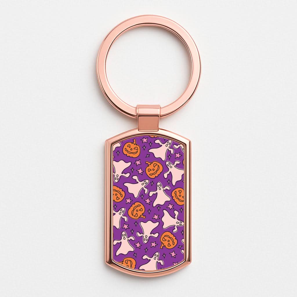 Abstract Halloween Pattern Rose Gold Keyring