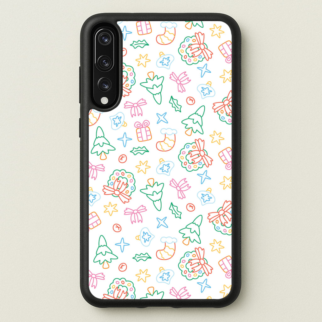Neon Christmas Icons Pattern II Huawei P20 Pro Case
