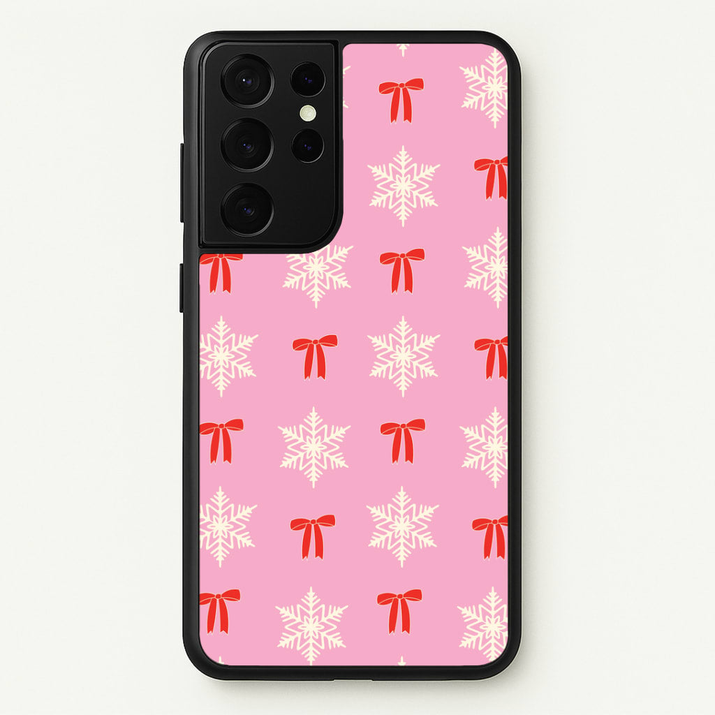 Coquette Bows And Snowflakes Pattern Galaxy S21 Ultra Case