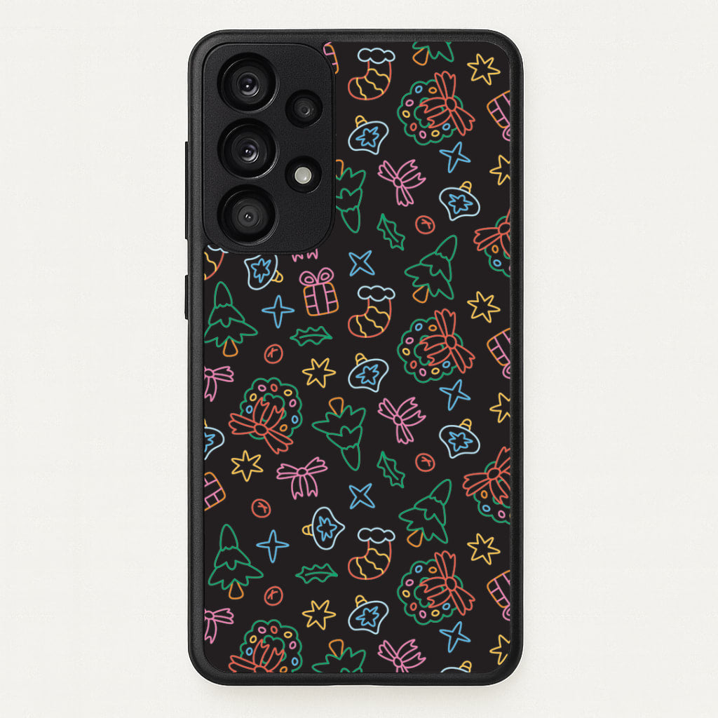 Neon Christmas Icons Pattern I Galaxy A53 Case