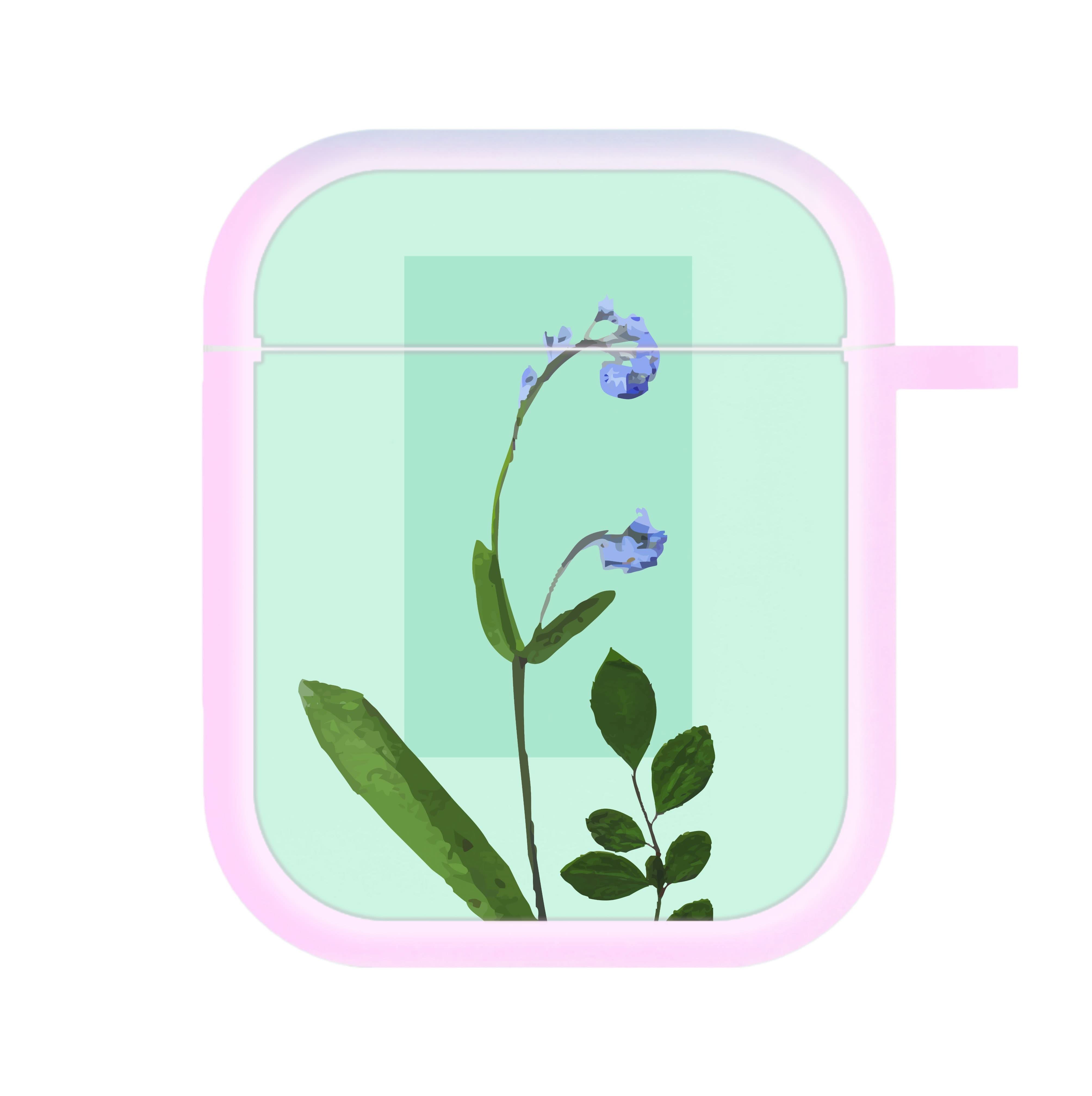 Abstract Blue Pressed Flower AirPods Case