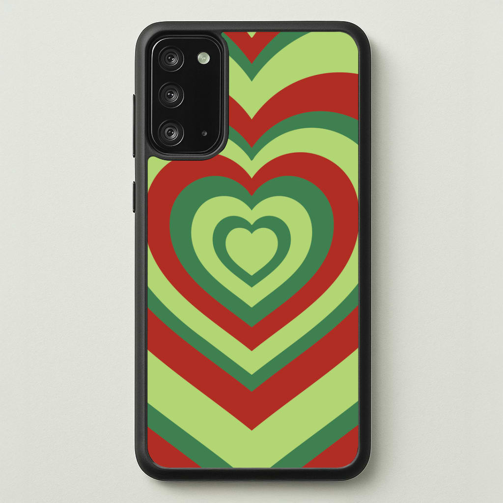 Red And Green Trippy Heart Christmas Pattern Galaxy Note 20 Case