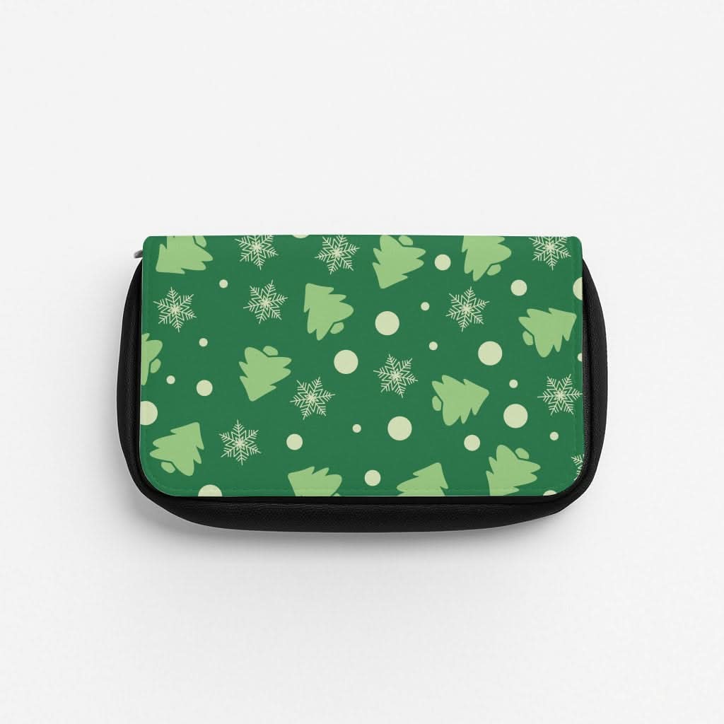 Cartoon Christmas Trees And Snowflakes Pattern Pencil Case