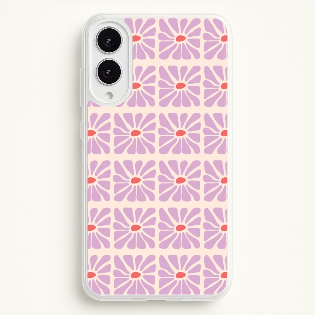 Square Abstract Flowers Mauve Galaxy S25 Edge Case