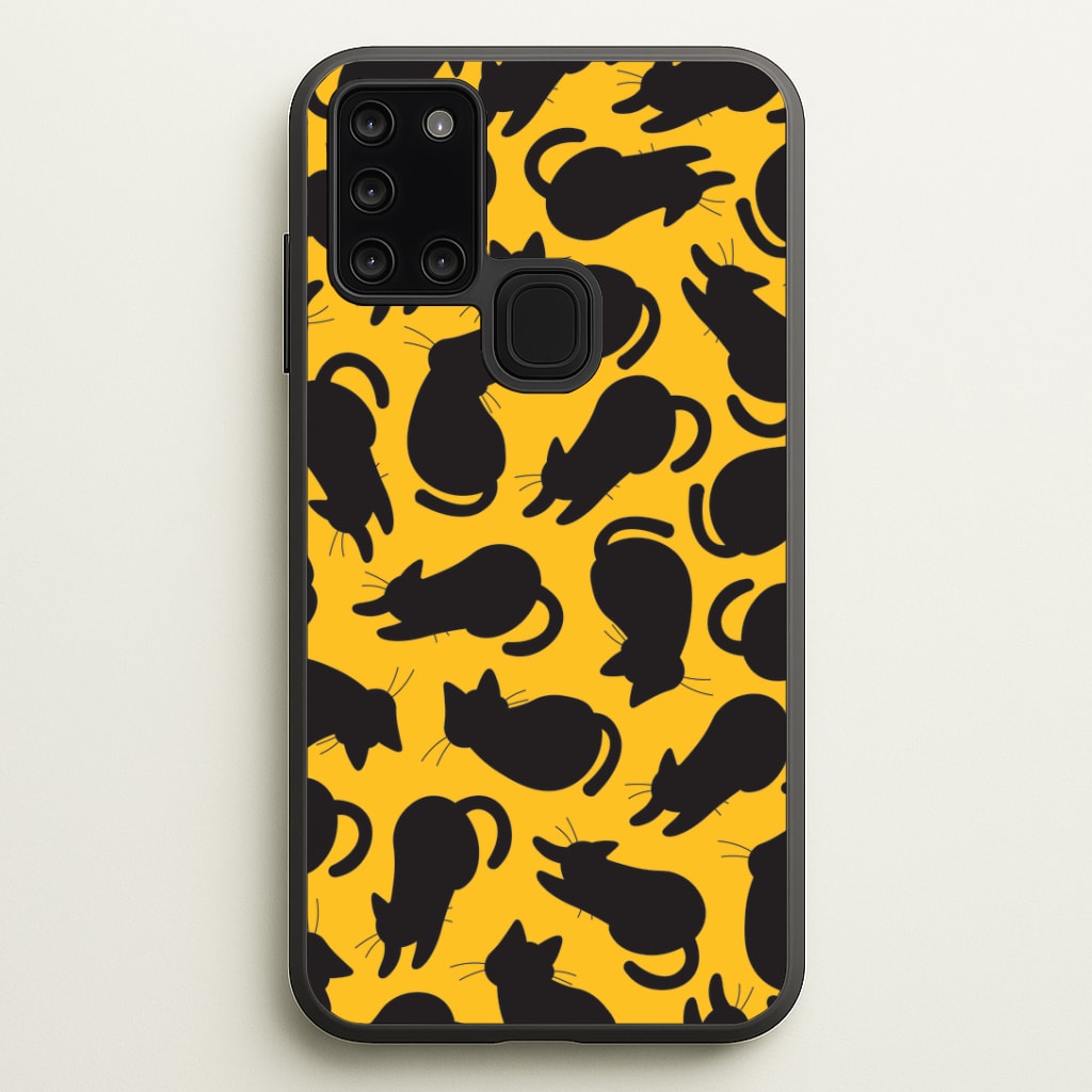 Black Cat Silhouettes Pattern Galaxy A21s Case