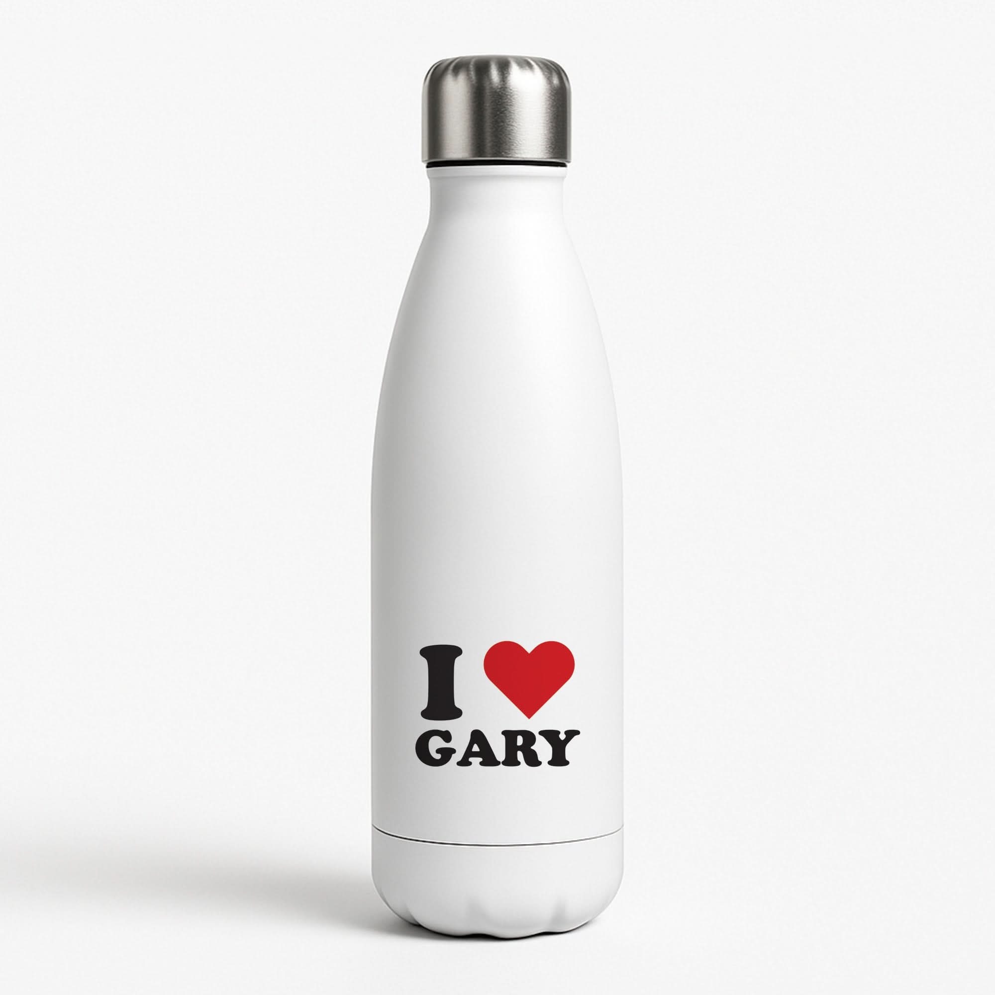 I Love Gary White Water Bottle