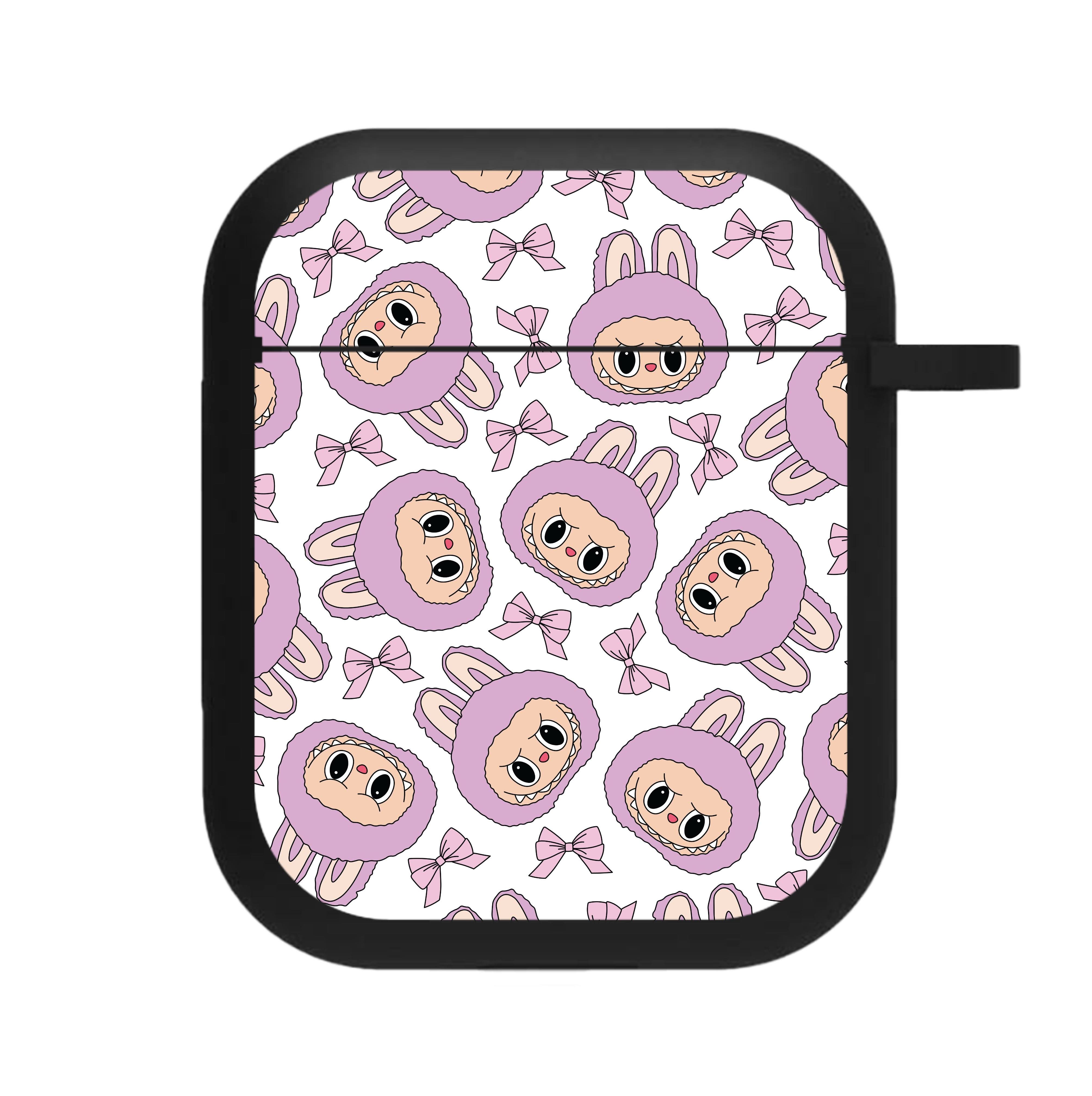 Cute Purple Monster And Bows Pattern AirPods Case