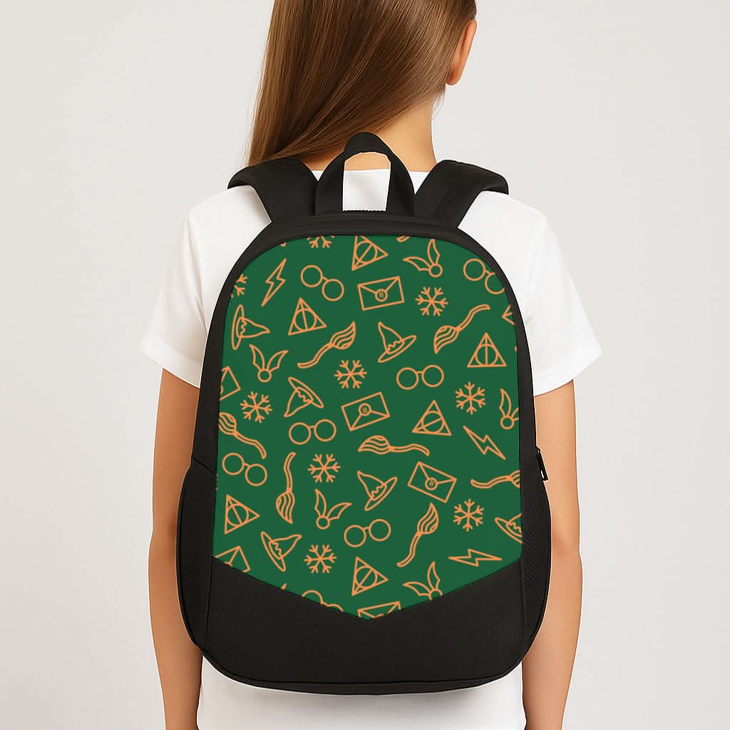 Christmas Wizard Icons Pattern School Bag