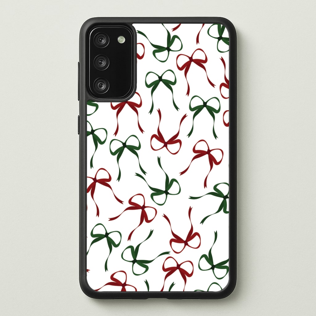 Red And Green Coquette Christmas Bows Pattern Galaxy S20FE Case