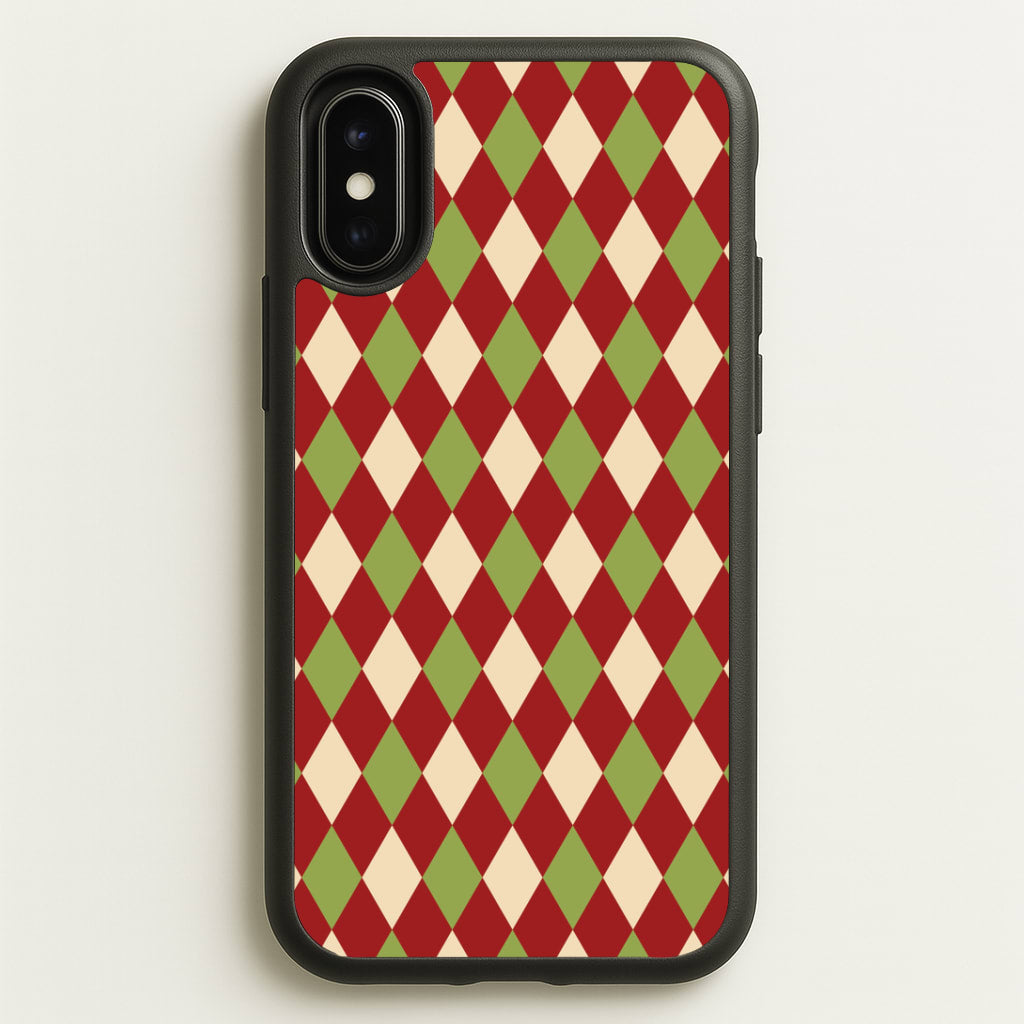 Red And Green Argyle Christmas Pattern iPhone X / XS Case