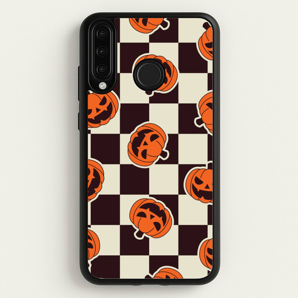 Pumpkin Stickers Checkered Pattern Huawei P30 Lite Case