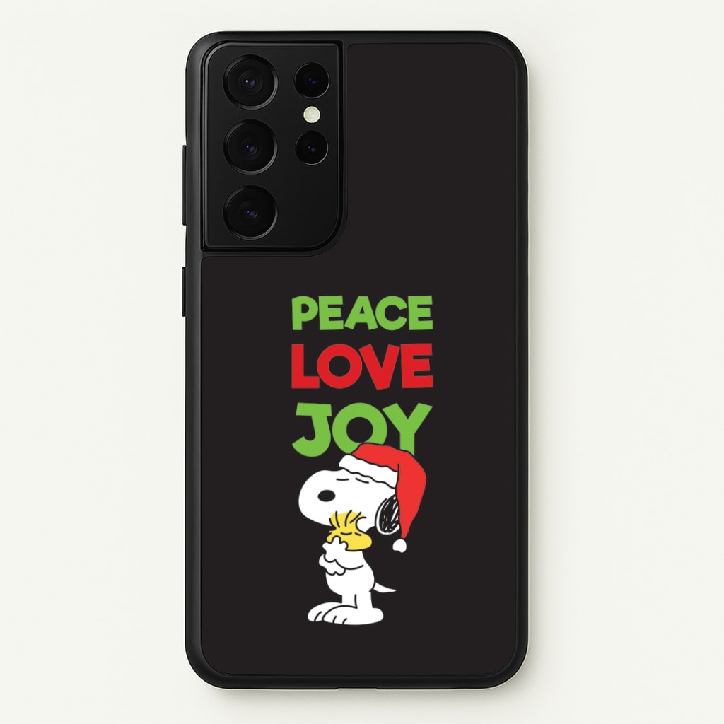 Peace, Love, Joy Christmas Cartoon Beagle Galaxy S21 Ultra Case