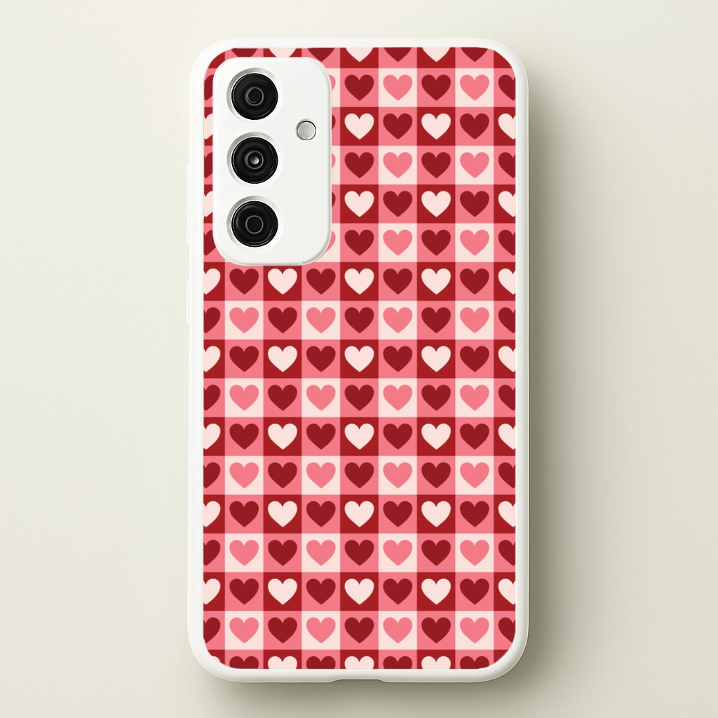 Pink Tartan Love Hearts Pattern Galaxy A35 Case