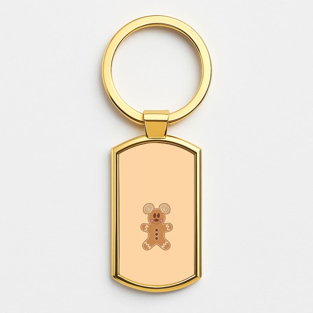 Cartoon Mouse Gingerbread Gold Keyring