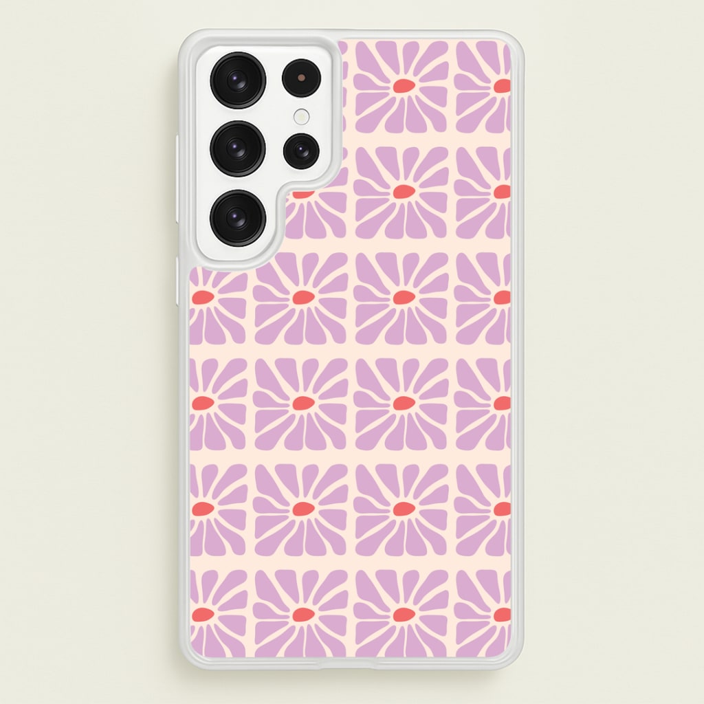 Square Abstract Flowers Mauve Galaxy S23 Ultra Case