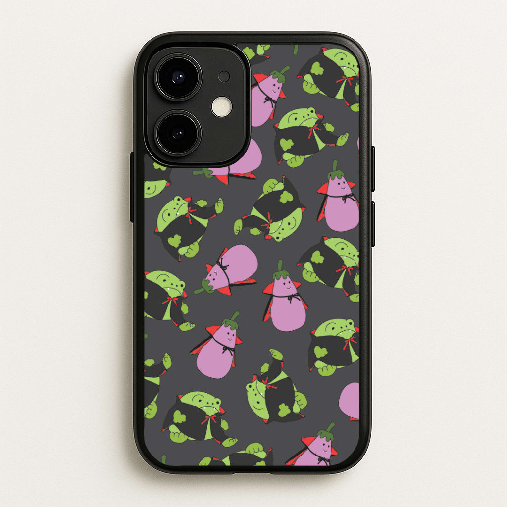 Vampire Frogs And Vegetables Pattern - Halloween iPhone 12 / 12 Pro Case