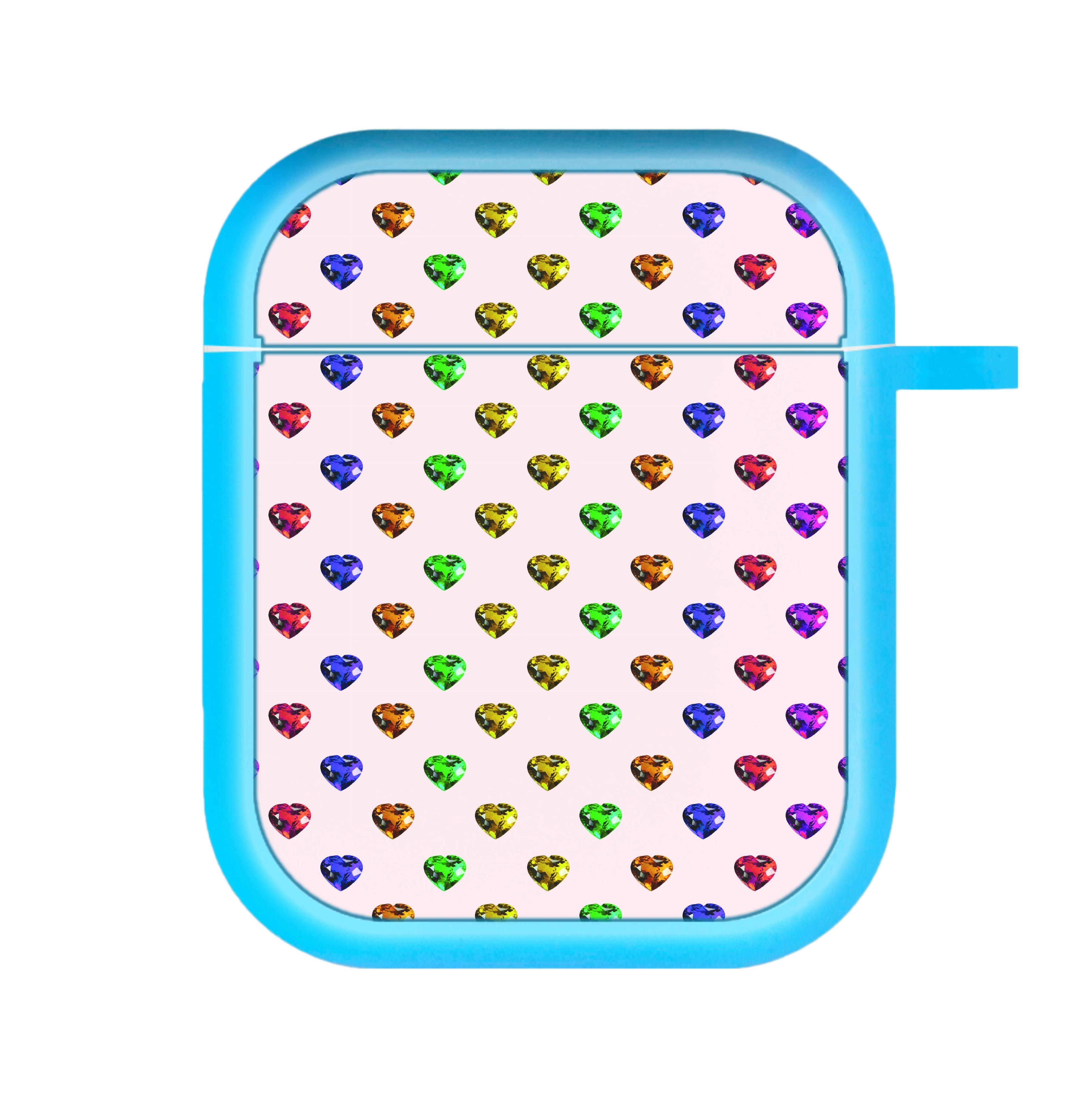 Rainbow Gem Hearts Pattern AirPods Case