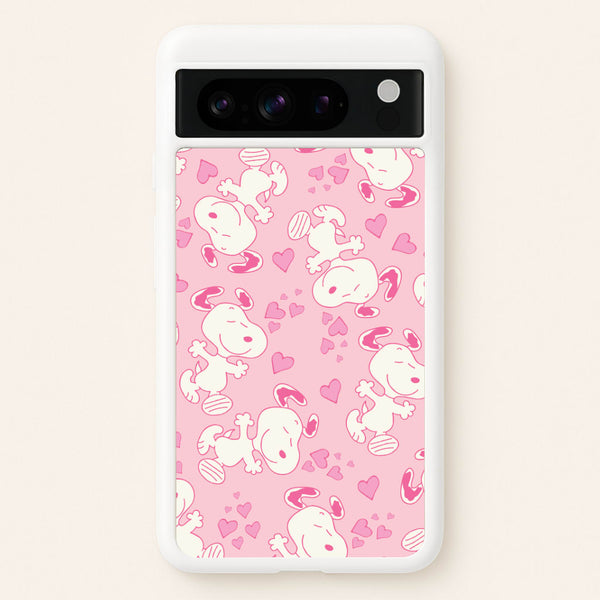 Cartoon Beagle Valentine Hearts Pattern Google Pixel 8 Pro Case