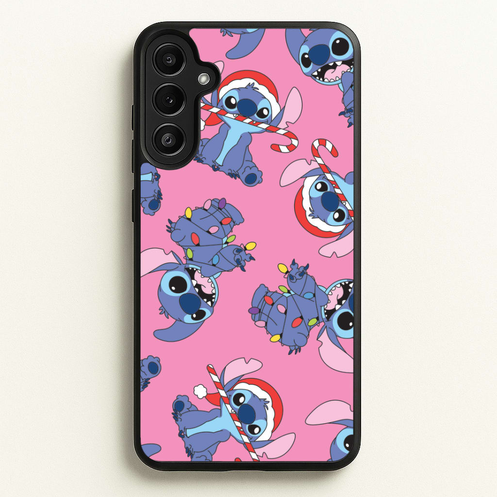 Christmas Cute Blue Alien Pattern Galaxy A36 Case