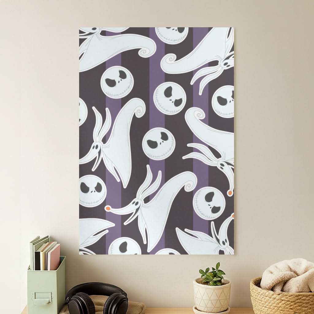 Skeleton Dog And Face Pattern Poster