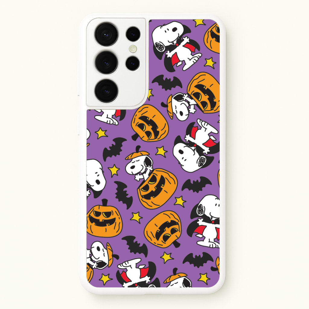 Cartoon Beagle Halloween Pattern Galaxy S21 Ultra Case
