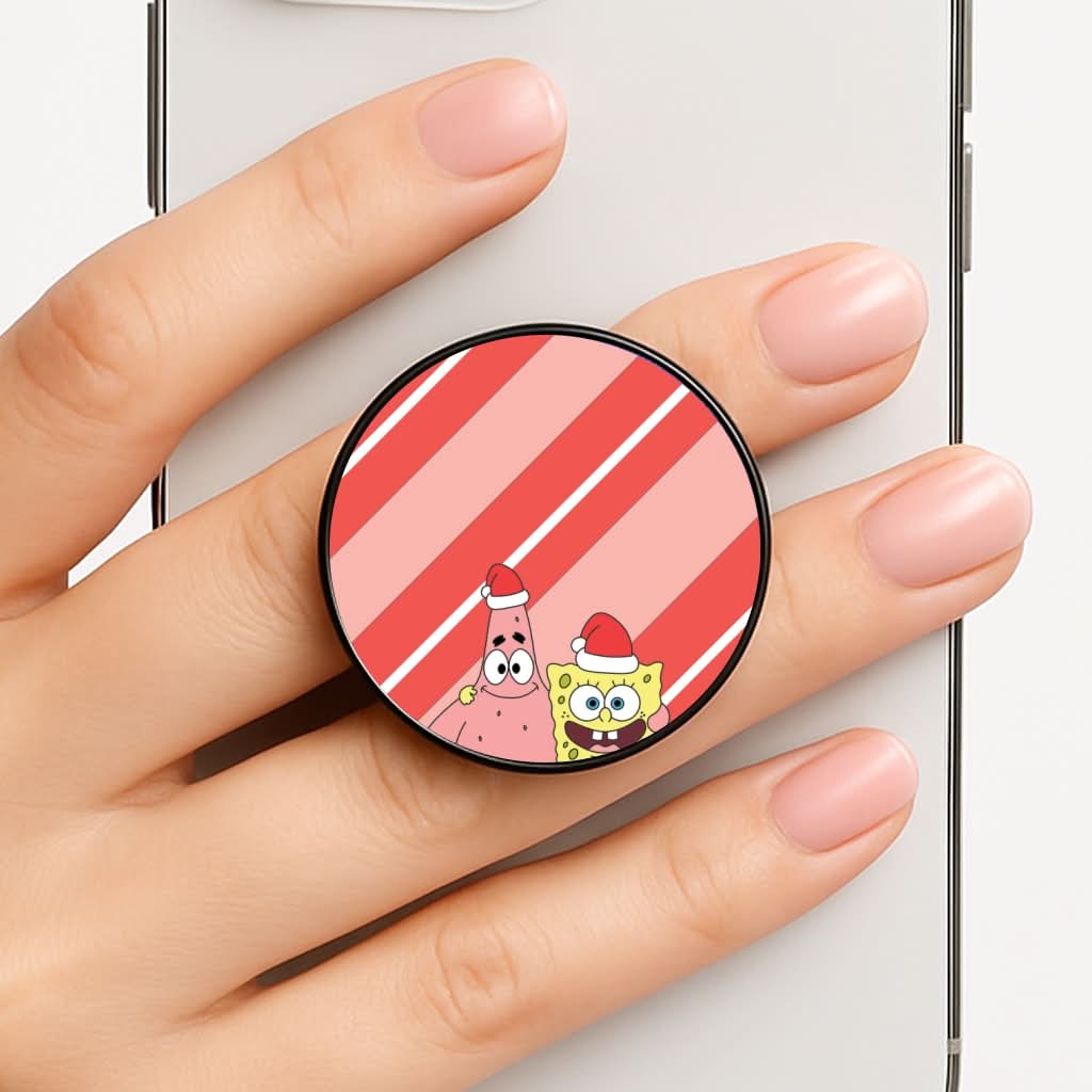 Cartoon Sponge And Starfish Christmas Hats Phone Grip