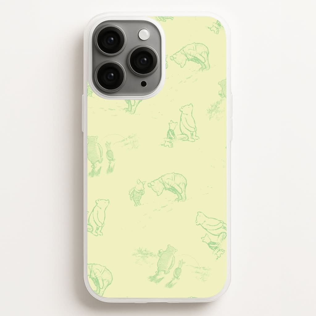 Sketched Winnie Pattern Phone Case for Apple iPhone, Samsung Galaxy, Huawei and Google Pixel