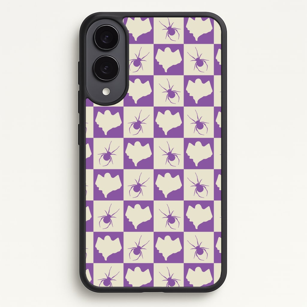 Spiders And Ghosts Checkered Pattern I Galaxy S25 Edge Case