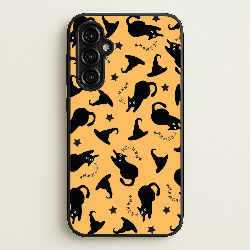 Black Cat And Hats Pattern Galaxy A54 Case