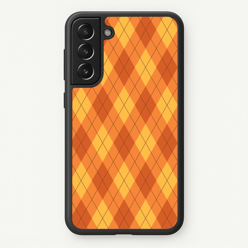 Orange Argyle Pattern Galaxy S22 Plus Case