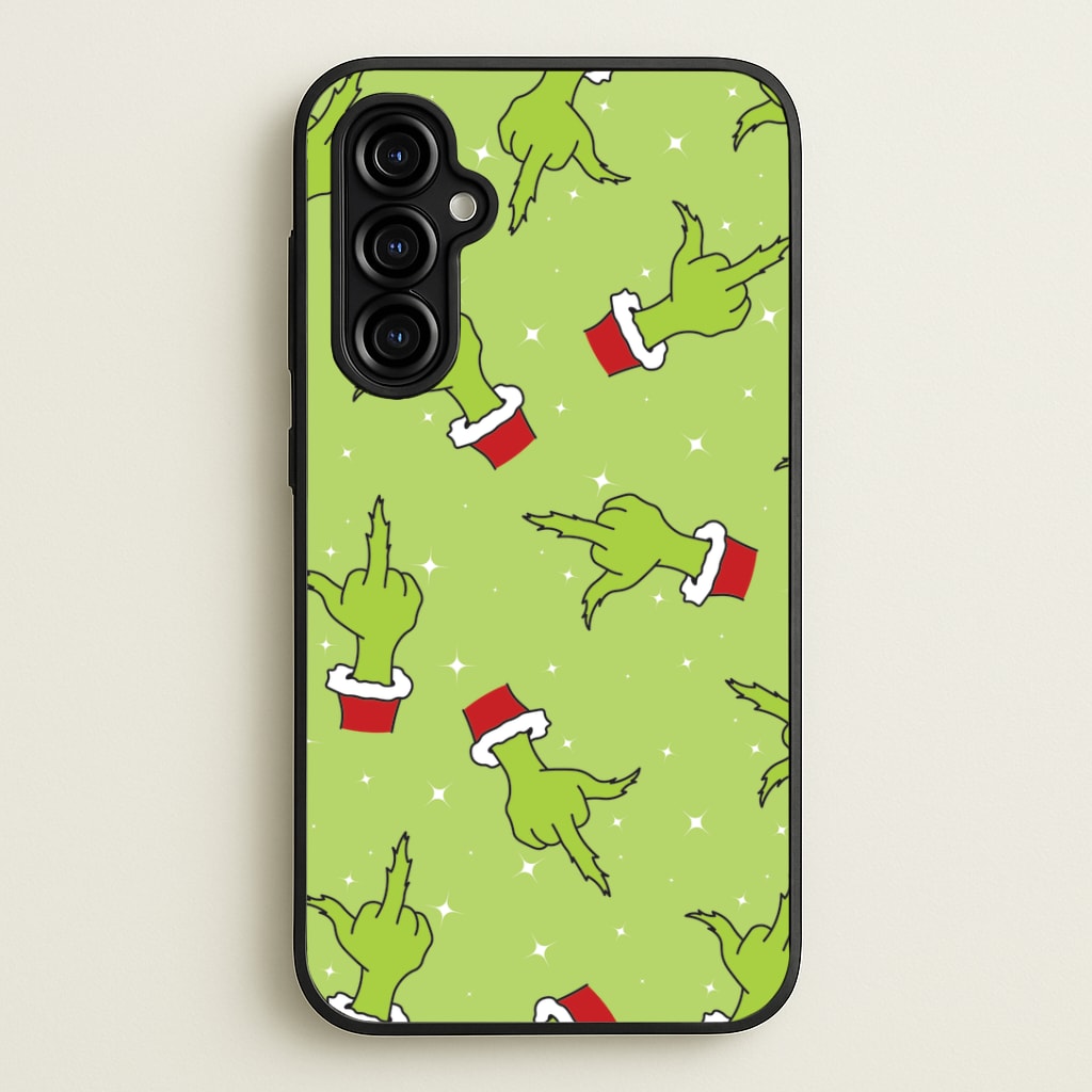 Green Middle Finger Christmas Pattern Galaxy A54 Case