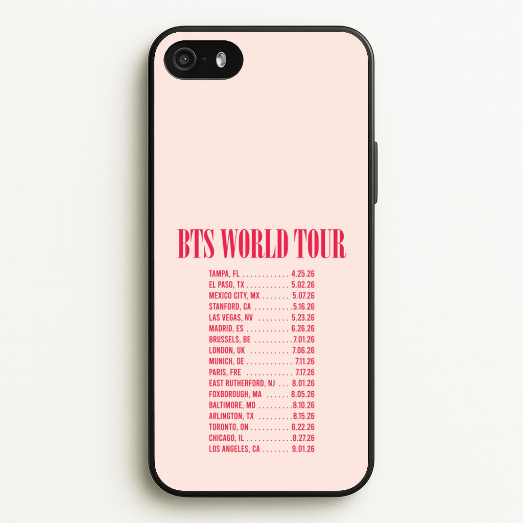 K-Pop Band World Tour List 2026 iPhone 5 / 5s / SE 2016 Case